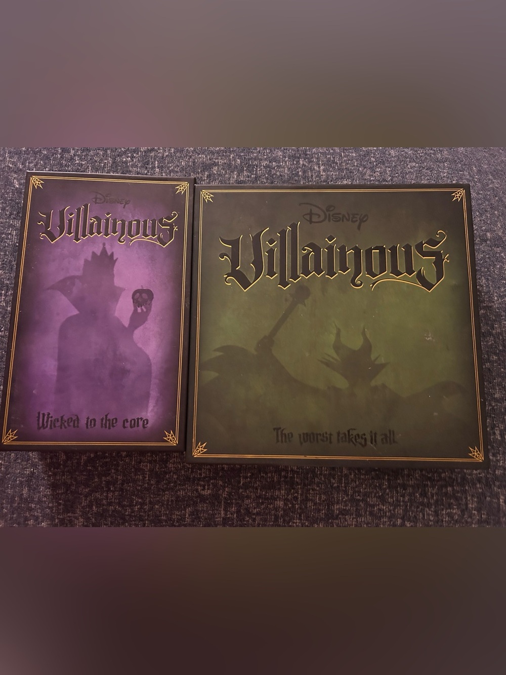 Disney Villainous Collector Box - Green & Purple Panels with Gold Trim